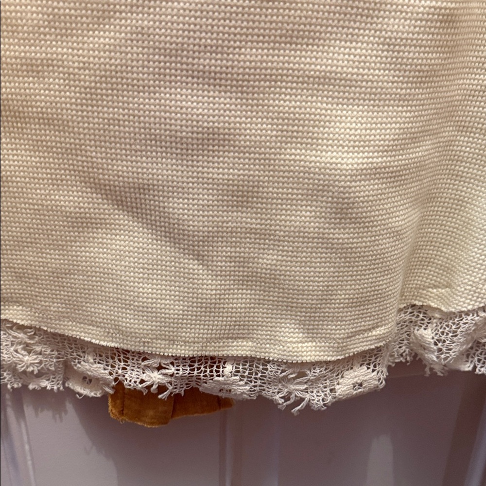 BiBi Mustard Yellow and Cream Button-Down Lace Panel Shirt - Picture 7 of 7
